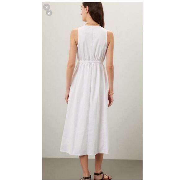 AREA STARS White Cotton Waist Cinching Sleeveless Jean A-Line Dress Size Medium - Picture 2 of 10